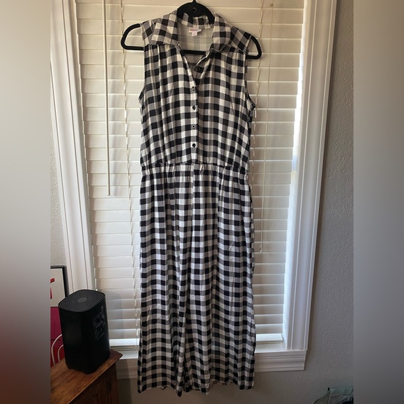 Accepting offers- LuLaRoe Black and White Checkered Sleeveless Jumpsuit - Picture 1 of 5